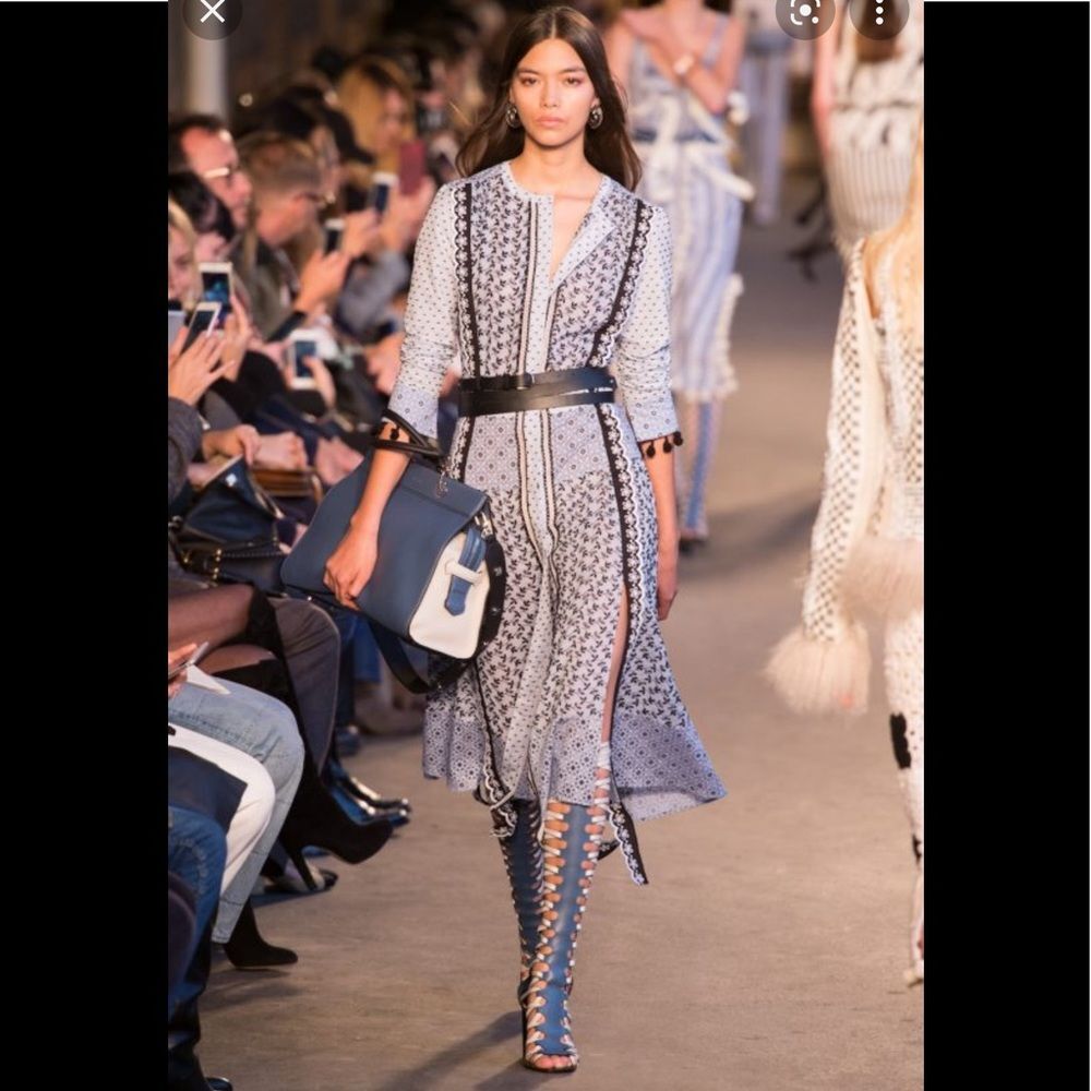 Altuzarra Runway $2295 Grenelle Swiss-dot Cotton Chiffon Midi Dress Sky blue